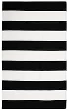 KOZYFLY Black and White Striped Outdoor Rug 5x7 Ft Area Rug Washable Indoor Outdoor Rug Cotton Striped Rugs for Living Room Farmhouse Large Floor Carpet for Bedroom Living Room Patio