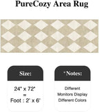 2x6 Runner Checkered Rug for Hallways Beige Washable Long Carpet Non-Slip Low Pile Boho Indoor Accent Throw Rug for Entrance Kitchen Bedroom Dining Laundry