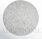 Sn Alef Home Soft Textured Round Rug | White & Grey Woven Carpet for Living Room Bedroom | Minimalist Handcrafted Circular Floor Mat for Home & Decor(Gray_5x5 ft)