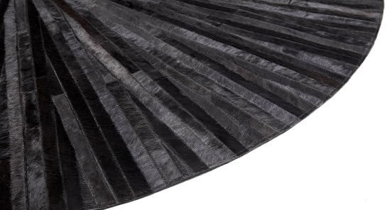 Faux Cowhide Round Area Rug | Non-Slip Leather Floor Carpet for Living Room, Bedroom, and Home Décor | Modern Stylish Accent Rug(Black_7x7)