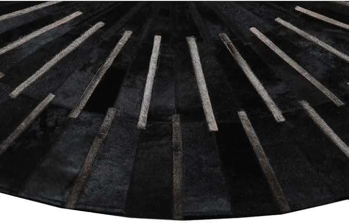 Sn Alef Home Round Designer Rug for Living Room | Handcrafted Black & White Boho Floor Carpet | Modern Ethnic Circular Mat for Home Décor & Meditation Space (Black_3x3)