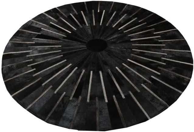 Sn Alef Home Round Designer Rug for Living Room | Handcrafted Black & White Boho Floor Carpet | Modern Ethnic Circular Mat for Home Décor & Meditation Space (Black_3x3)