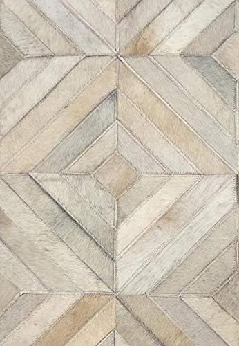 Premium Diamond Patterned Leather Area Rug, Luxury Non Slip Floor Accent for Dining Room, Living Room, Entryway, Elegant Collection Indoor Carpet, Color: White, Size: 8X10 ft