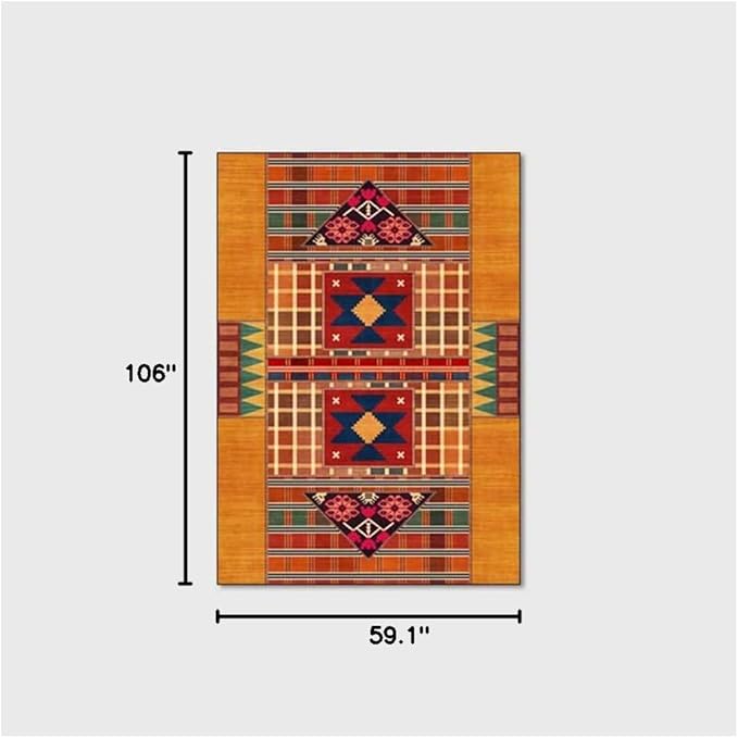Vintage Boho Area Rugs Multicolor Ethnic Style Geometric Splicing Carpets Bedroom Living Room Kitchen Floor Mats Indoor Outdoor Non-Shedding Runner Rug Home Décor Carpet 5' X 9'