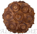 Round Floral Area Rug – Elegant Textured Rose Design – Soft Decorative Circle Mat with Non-Slip Backing for Living Room, Bedroom, Nursery, or Entryway (Brown_8x8 ft)
