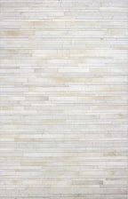 Premium Cowhide Leather Striped Area Rug, 6x9 ft, Beige, Contemporary Style, Hand-tufted, Indoor Use, Dining Room, 17.6 lbs