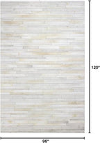 Cowhide Leather Carpets for Living Room 8x10 Natural Leather Area Rug Modern Stripes Style Floor Carpet for Home Decor | Superior Indoor Area Rug, Washable Rug White