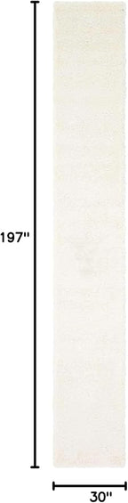 Unique Loom Solid Shag Collection Area Rug (2' 6" x 16' 5" Runner, Snow White)