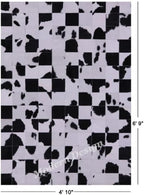 Modern Design Premium Cowhide Leather Carpet with Chevron Pattern, Area Rug (Black/White, 12x15)