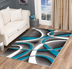 GLORY RUGS Modern Area Rug 5x7 Turquoise Swirls Carpet Bedroom Living Room Contemporary Dining Accent