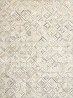 Premium Diamond Patterned Leather Area Rug - 9X12 ft - White- Luxury Non Slip Floor Accent for Dining Room, Living Room, Entryway, Elegant Collection Indoor Carpet