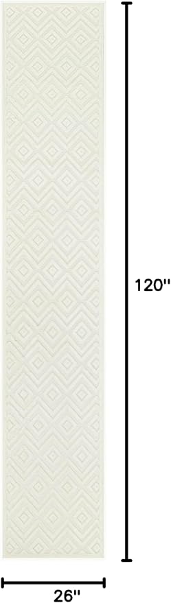 Nourison Home Versatile Ivory White 2'2" x 10' Area Rug - Easy Clean, Non Shedding, Bed Room, Living Room, Dining Room, Kitchen (10' Runner)