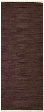 Rugsotic Carpets Hand Woven Flat Weave Kilim Wool ECO-Friendly Area Rugs - 2'6''x6', Runner Shape, Dark Brown Color, Solid Plain Design, Low Pile Handmade Rugs for Living Room, Bed Room (D00111)