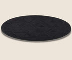Black Round Rug 4x4 ft – Soft Anti-Slip Modern Faux Leather Area Carpet with Textured Geometric Pattern Rug for Living Room, Bedroom, Dining, Kids Room, Playroom, Lounge & Home Decor