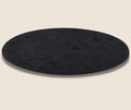 Black Round Rug 10x10 ft – Soft Anti-Slip Modern Faux Leather Area Carpet with Textured Geometric Pattern Rug for Living Room, Bedroom, Dining, Kids Room, Playroom, Lounge & Home Decor