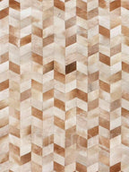 Faux Cowhide Chevron Pattern Area Rug – Beige Geometric Leather Carpet | Modern Durable Floor Accent for Living Room, Bedroom, Dining Room & Office | Size 5x8 ft