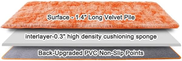 Fluffy Area Rugs for Living Room, Soft Shaggy Carpets for Living Room, Upgrade Anti-Slip Fuzzy Rugs for Kids' Room, Perfect Decor for Modern Home Tie Dye Orange 2x6Feet