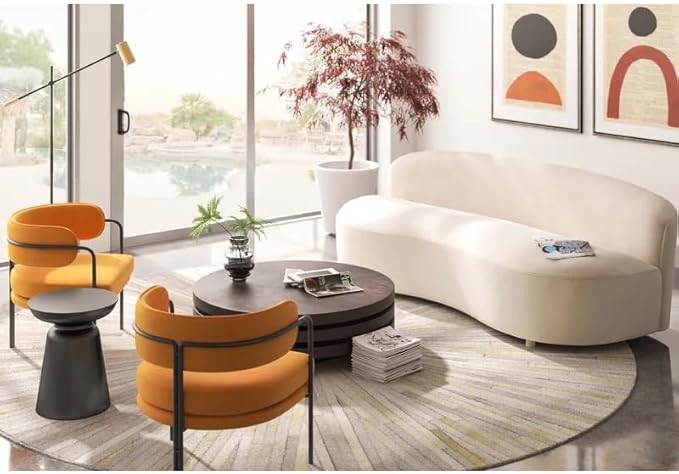Faux Cowhide Round Area Rug | Non-Slip Leather Floor Carpet for Living Room, Bedroom, and Home Décor | Modern Stylish Accent Rug(White_7x7)