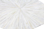 Faux Cowhide Round Area Rug | Non-Slip Leather Floor Carpet for Living Room, Bedroom, and Home Décor | Modern Stylish Accent Rug(White_5x5)