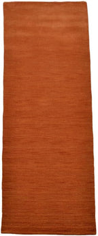 Hand Knotted Loom Wool ECO-Friendly Area Rugs - 2'6"x8', Runner, Orange Color, Solid Plain Design, High Pile Handmade Anti Skid Area Rugs for Living Room, Bed Room (L00111)