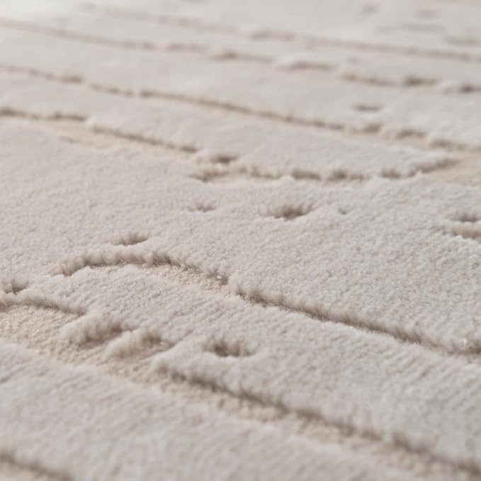 Revival Rugs Ebb 5'3"x8' Washable Area Rug for Living Room Bedroom - 100% Recycled Oeko-TEX Certified, Medium Pile, Taupe