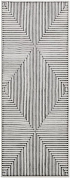 GLN Rugs Contemporary Collection - Machine Washable Area Rug, Contemporary Washable, Non Slip, Low Pile Chenille Rug, Living Room, Bedroom, Kitchen Rug (2'6" x 7' Black Beige)