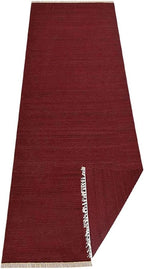 Rugsotic Carpets Hand Woven Flat Weave Kilim Wool ECO-Friendly Area Rugs - 2'6"x8', Runner Shape, Dark Red Color, Solid Plain Design, Low Pile Handmade Rugs for Living Room, Bed Room (D00111)