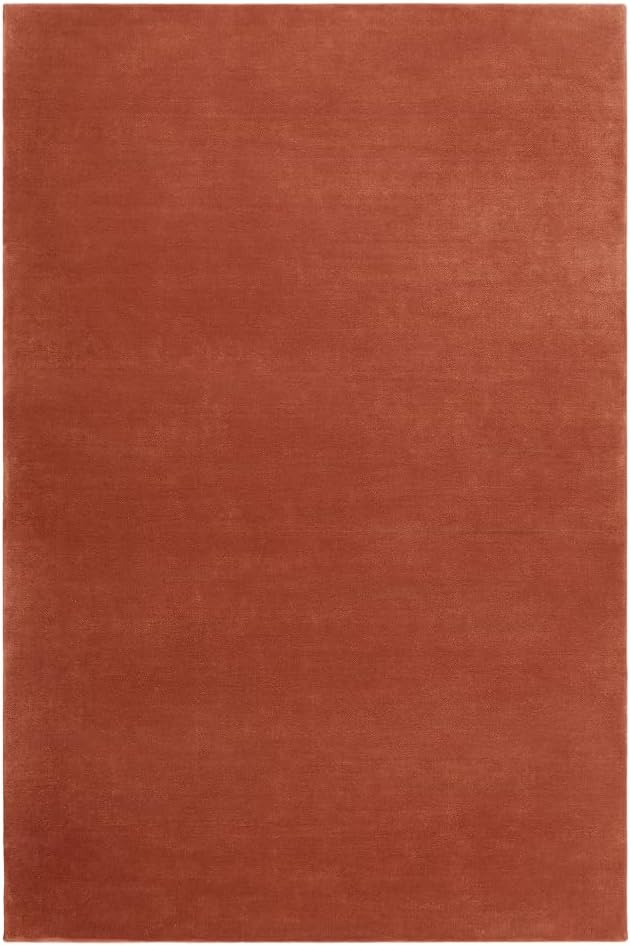 Hand-Tufted Wool Rectangle Area Rug – Soft Premium Wool Carpet for Living Room, Bedroom & Home Décor – 8X11 ft| Brick Red – Durable, Non-Slip Backing, Handcrafted Rug
