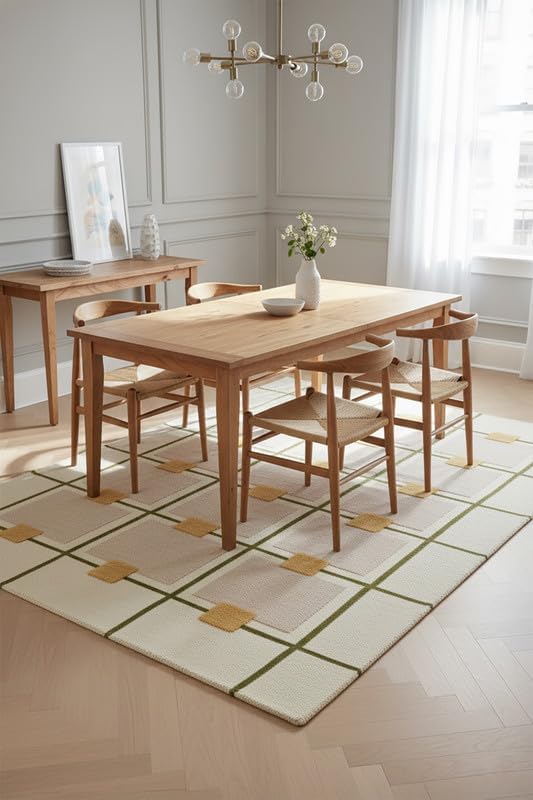 Greer Hand-Tufted Wool Rug - Elegant Taupe and Olive Geometric Pattern for Sophisticated Home Decor (2.5x10 Ft)