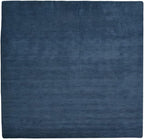Hand Knotted Loom Wool ECO-Friendly Area Rugs - 10'x10', Square, Blue Color, Solid Plain Design, High Pile Thick Handmade Anti Skid Area Rugs for Living Room, Bed Room (L00111)