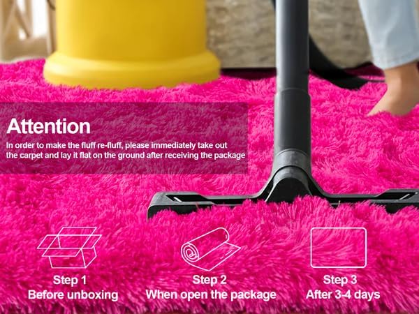 Soft Shaggy for Bedrooms, Hot Pink Area Rug, Fluffy Rugs for Living Room, Cozy Fuzzy Carpet for Kids, Perfect Indoor Decor for Boys and Girls 4x6 Feet