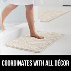 GORILLA GRIP Bath Rug Mat 36x24, Soft Absorbent Chenille, Quick Dry Microfiber Mats, Rubber Backing Washable Shower Floor Rugs, Bathmat Runner, US Designed Bathroom Home Decor Accessories Ivory Cream