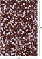 Modern Design Premium Cowhide Leather Carpet with Chevron Pattern, Area Rug (Brwon/White, 5x8)