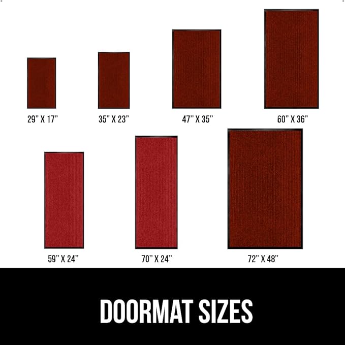 GORILLA GRIP Waterproof Traffic Guard Door Mat, 59x24, Heavy Duty Entryway Mats, Strong Rubber Back Commercial Utility Rugs for Office Hallway, Garage Floor and Home, Low Profile Carpet Runner, Red