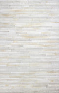 Cowhide Leather Rug for Living Room 5x8 Natural Leather Rug Modern Stripes Style Floor Carpet for Home Decor | Superior Indoor Area Rug, White