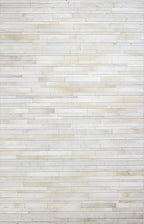 Cowhide Leather Rug for Living Room 5x8 Natural Leather Rug Modern Stripes Style Floor Carpet for Home Decor | Superior Indoor Area Rug, White