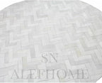 Sn Alef Home Soft Textured Round Rug | White & Grey Woven Carpet for Living Room Bedroom | Minimalist Handcrafted Circular Floor Mat for Home & Decor (Gray_7x7 ft)