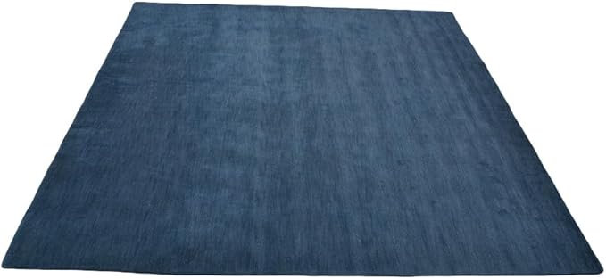 Hand Knotted Loom Wool ECO-Friendly Area Rugs - 10'x10', Square, Blue Color, Solid Plain Design, High Pile Thick Handmade Anti Skid Area Rugs for Living Room, Bed Room (L00111)