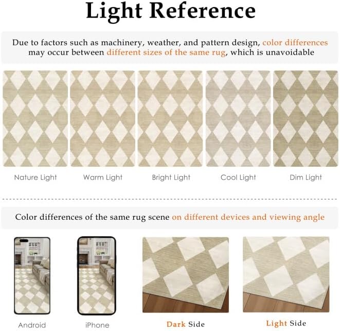 2x8 Runner Checkered Rug for Hallways Beige Washable Long Carpet Non-Slip Low Pile Boho Indoor Accent Throw Rug for Entrance Kitchen Bedroom Dining Laundry