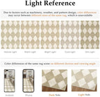 2x8 Runner Checkered Rug for Hallways Beige Washable Long Carpet Non-Slip Low Pile Boho Indoor Accent Throw Rug for Entrance Kitchen Bedroom Dining Laundry