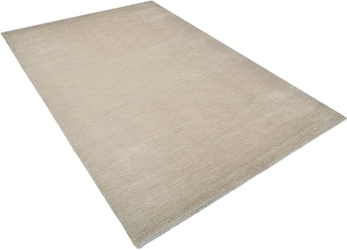 Rugsotic Carpets Hand Knotted Gabbeh Wool 6'x9' Area Rug Solid Beige L00111