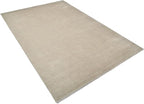 Hand Knotted Loom Wool ECO-Friendly Area Rugs - 6'7''x9'10'', Rectangle, Beige Color, Solid Plain Design, High Pile Thick Handmade Anti Skid Rugs for Living Room (L00111)