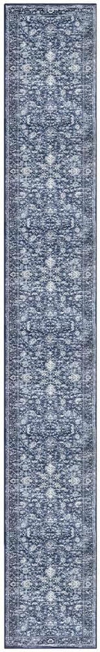 KILOCOCO Hallway Runner 2.6x18 Rug Runner Printed Vintage Floral Washable Kitchen Runners Non-Slip Rubber Backed Runners for Hallways Laundry Room Distressed Boho Rugs for Bedroom, Blue