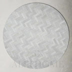 Sn Alef Home Soft Textured Round Rug | White & Grey Woven Carpet for Living Room Bedroom | Minimalist Handcrafted Circular Floor Mat for Home & Decor (Gray_9x9 ft)