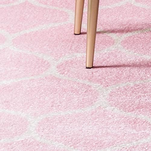 Rugs.com Lattice Frieze Collection Rug – 3' 3 x 5' 3 Light Pink Medium Rug Perfect for Living Rooms, Large Dining Rooms, Open Floorplans
