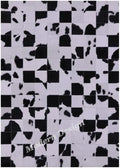 Modern Design Premium Cowhide Leather Carpet with Chevron Pattern, Area Rug (Black/White, 3x14)