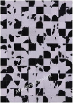 Modern Design Premium Cowhide Leather Carpet with Chevron Pattern, Area Rug (Black/White, 9'6"x14'0)