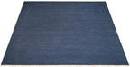 Rugsotic Carpets Hand Woven Flat Weave Kilim Wool ECO-Friendly Area Rugs - 8'x8', Square Shape, Blue Color, Solid Plain Design, Low Pile Handmade Area Rugs for Living Room, Bed Room (D00111)