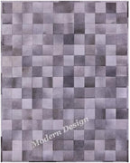 Modern Design Premium Cowhide Leather Carpet with Chevron Pattern, Area Rug (Grey, 3x10)