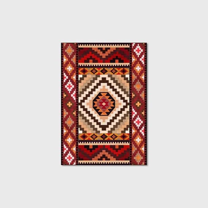 Vintage Boho Area Rugs Multicolor Ethnic Style Geometric Splicing Carpets Bedroom Living Room Kitchen Floor Mats Indoor Outdoor Non-Shedding Runner Rug Home Décor Carpet 4' X 9'